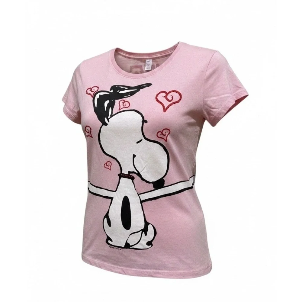 Justice Peanuts Snoopy Woodstock Pink Glitter Rhinestone T-Shirt Size 20 NWT